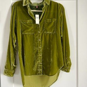Pilcro Olive Green Velvet Button Down Shirt
